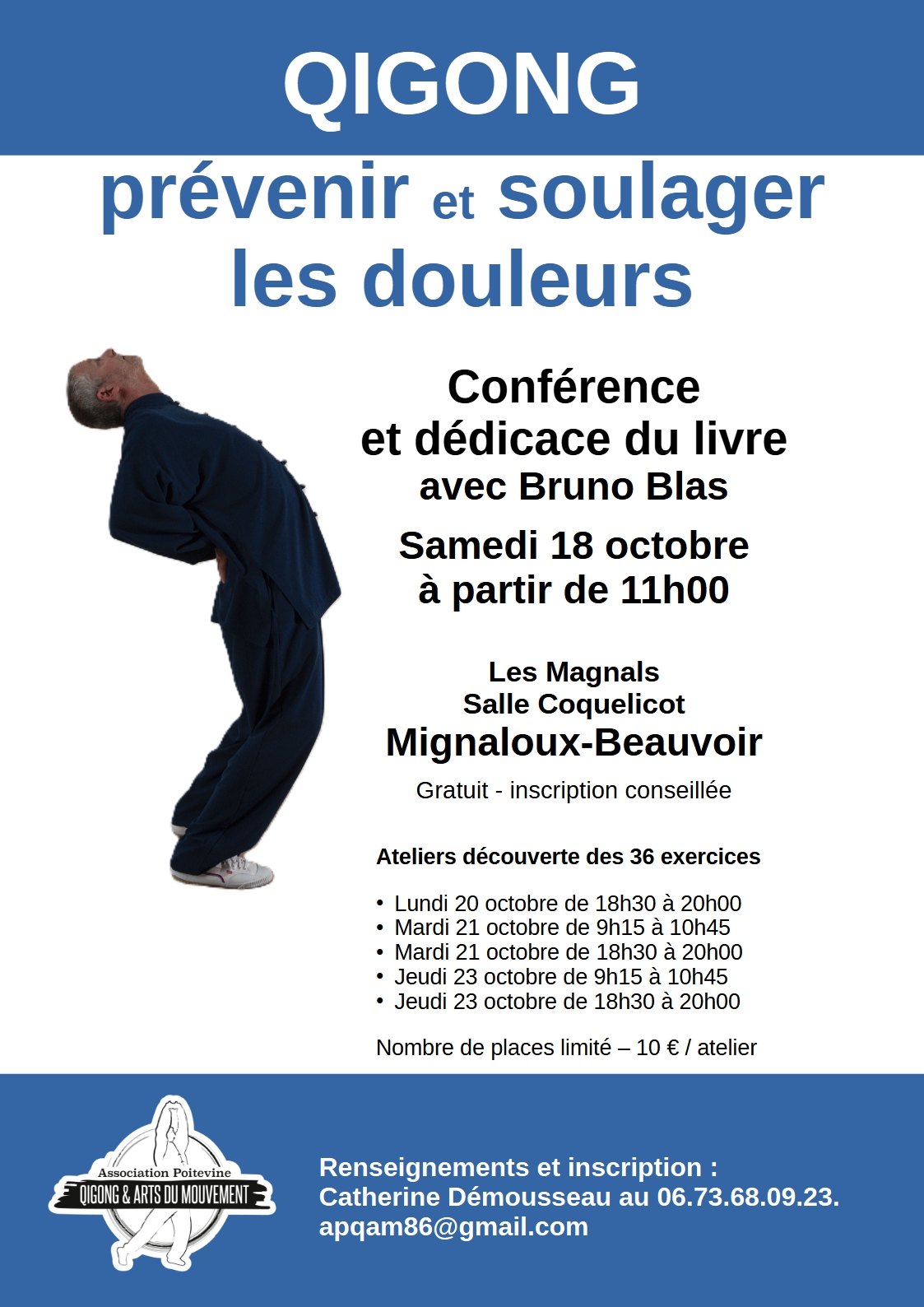 Conf&eacute;rence, d&eacute;dicace et ateliers sur les 36 exercices de Qigong