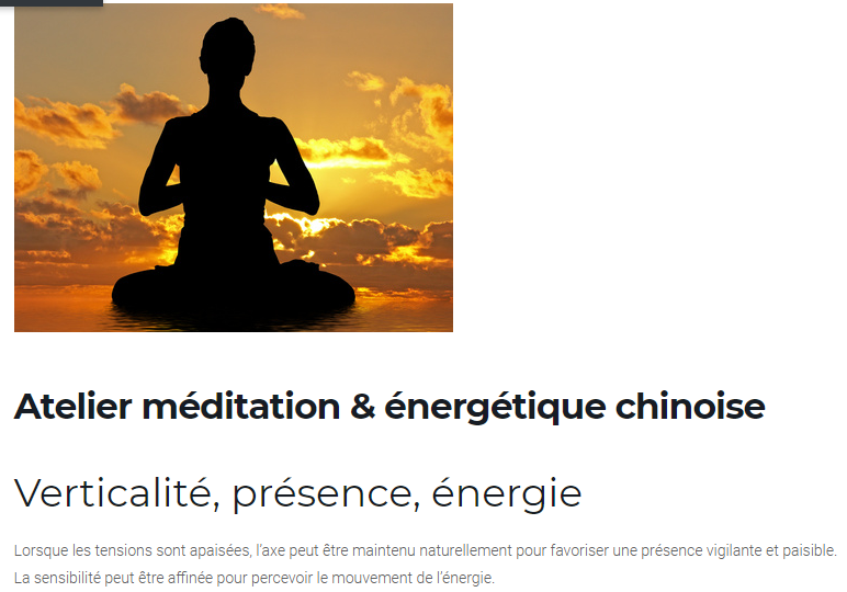Atelier Méditation & énergétique chinoise : verticalité, présence, énergie